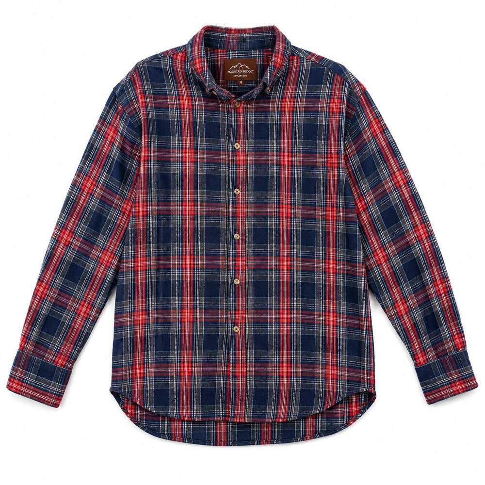 Mountain Ridge Explore Life Men's Long Sleeve Button Down Flannel Shirt Plaid Re